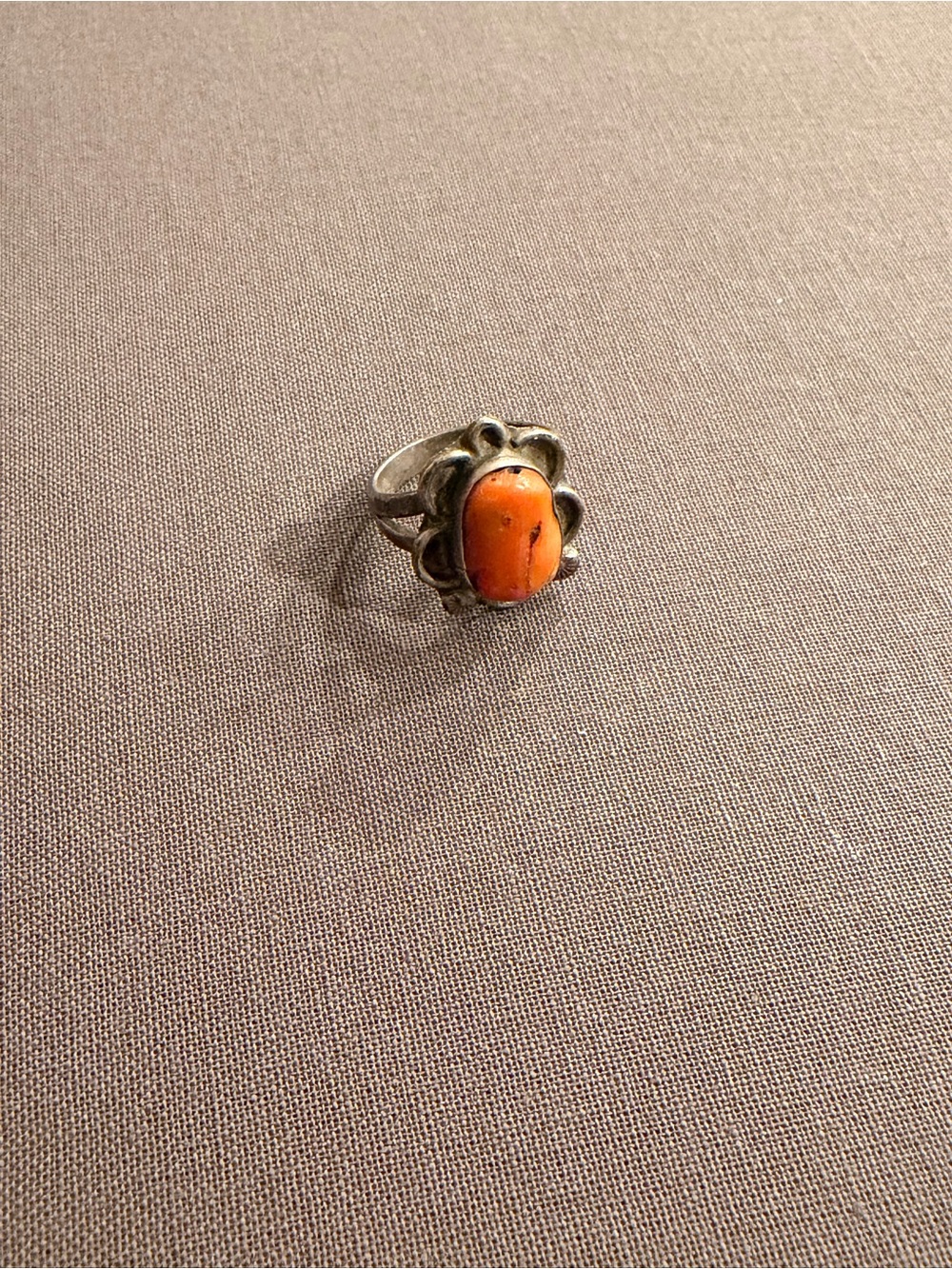 Sterling Silver and Coral Ring